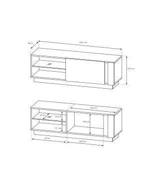 RACO Szafka RTV 138 Dąb Artisan Pod TV z Oświetleniem LED