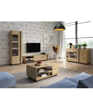 RACO Witryna Wysoka 60 Dąb Artisan Wąska z Oświetleniem LED