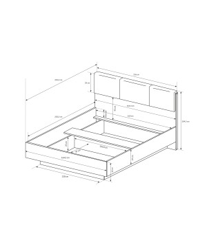 Łóżko RACO 160x200 cm w kolorze Jasnego DĘBU ARTISAN