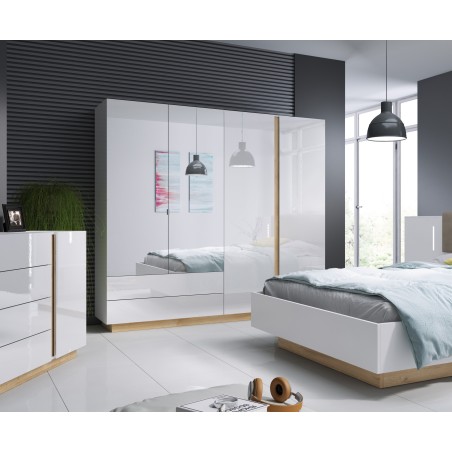 RACO Szafa 220 Biała – 2 Szuflady + 2 Drzwi + 2x lustro