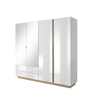 RACO Szafa 220 Biała – 2 Szuflady + 2 Drzwi + 2x lustro