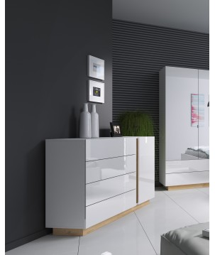 RACO Komoda 138 D4S Biała – 4 Szuflady, Nowoczesna Komoda