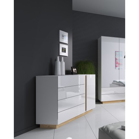 RACO Komoda 138 D4S Biała – 4 Szuflady, Nowoczesna Komoda