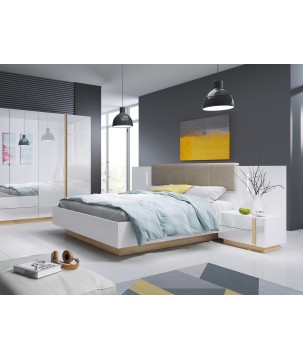 RACO Stolik Nocny Biały z Szufladami i z Oświetleniem LED zestaw 2 szt.