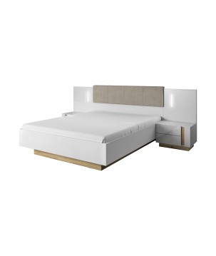 RACO Stolik Nocny Biały z Szufladami i z Oświetleniem LED zestaw 2 szt.