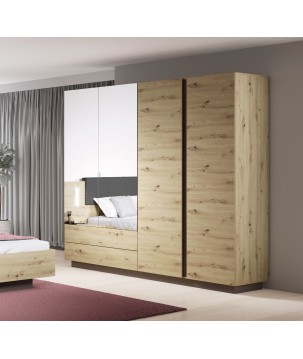 RACO Szafa 220 Dąb Artisan – 2 Szuflady + 2 Drzwi + 2x lustro