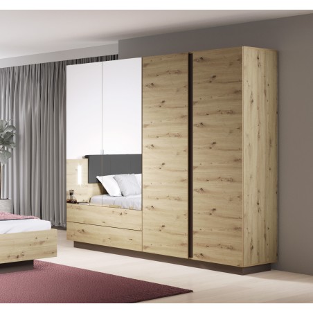 RACO Szafa 220 Dąb Artisan – 2 Szuflady + 2 Drzwi + 2x lustro