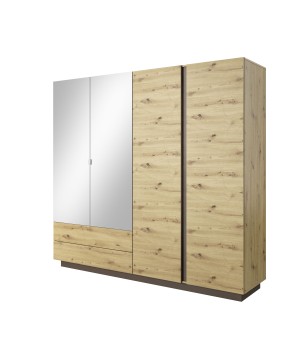 RACO Szafa 220 Dąb Artisan – 2 Szuflady + 2 Drzwi + 2x lustro