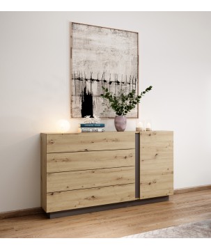 RACO Komoda 138 D4S Dąb Artisan – 4 Szuflady, Nowoczesna Komoda