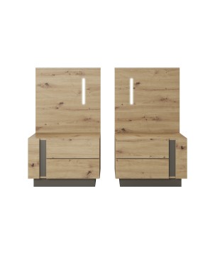 RACO Stolik Nocny Dąb Artisan z Szufladami i z Oświetleniem LED zestaw 2 szt.