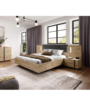 RACO Stolik Nocny Dąb Artisan z Szufladami i z Oświetleniem LED zestaw 2 szt.