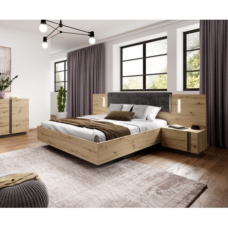 RACO Stolik Nocny Dąb Artisan z Szufladami i z Oświetleniem LED zestaw 2 szt.