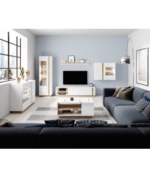 RACO Komoda 138 2D4S Biała Przeszklona z Oświetleniem LED