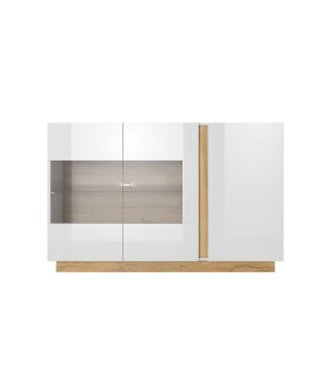 RACO Witryna 138 Biała Komoda Przeszklona z Oświetleniem LED