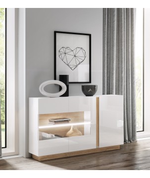 RACO Witryna 138 Biała Komoda Przeszklona z Oświetleniem LED