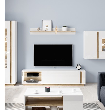 RACO Szafka RTV 187 Biała Duża RTV z Oświetleniem LED