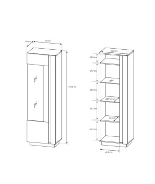RACO Witryna Wysoka 60 Biała Wąska z Oświetleniem LED