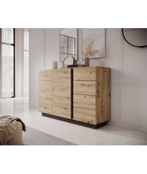 RACO Komoda 138 2D4S Dąb Artisan Przeszklona z Oświetleniem LED