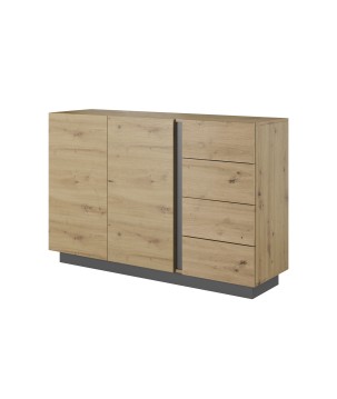 RACO Komoda 138 2D4S Dąb Artisan Przeszklona z Oświetleniem LED