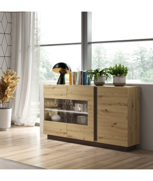 RACO Witryna 138 Dąb Artisan Komoda z Oświetleniem LED