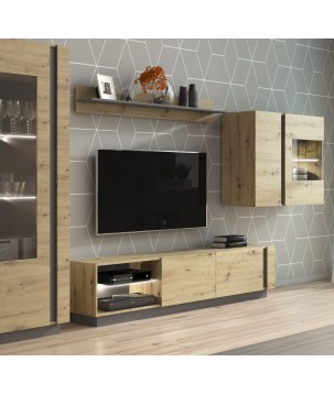 RACO Szafka RTV 187 Dąb Artisan Duża z Oświetleniem LED