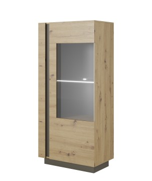 RACO Witryna Niska 72 Dąb Artisan Przeszklona z Oświetleniem LED