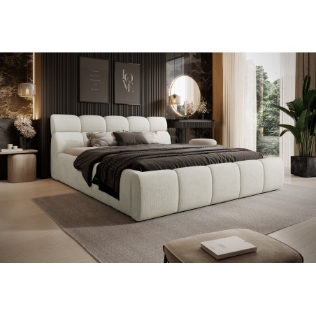 Łóżko GIULIA tapicerowane z pojemnikiem na pościel kolor Kremowy WERSAL