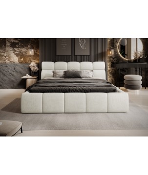 Łóżko GIULIA tapicerowane z pojemnikiem na pościel kolor Kremowy WERSAL