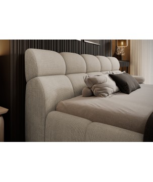 Łóżko GIULIA tapicerowane z pojemnikiem na pościel kolor Beżowy WERSAL