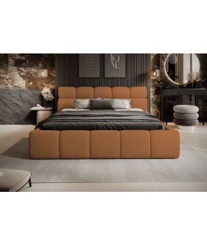 Łóżko GIULIA tapicerowane z pojemnikiem na pościel kolor Pomarańczowy WERSAL