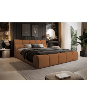 Łóżko GIULIA tapicerowane z pojemnikiem na pościel kolor Pomarańczowy WERSAL