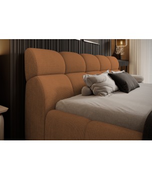 Łóżko GIULIA tapicerowane z pojemnikiem na pościel kolor Pomarańczowy WERSAL