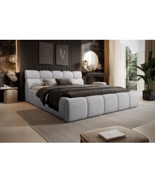 Łóżko GIULIA tapicerowane z pojemnikiem na pościel kolor Jasnoszary WERSAL