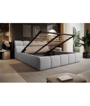 Łóżko GIULIA tapicerowane z pojemnikiem na pościel kolor Jasnoszary WERSAL