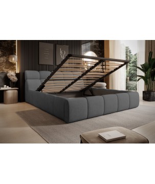 Łóżko GIULIA tapicerowane z pojemnikiem na pościel kolor Antracytowy WERSAL