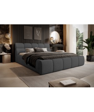 Łóżko GIULIA tapicerowane z pojemnikiem na pościel kolor Grafitowy WERSAL