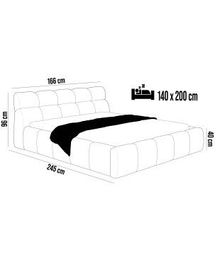 Łóżko GIULIA tapicerowane z pojemnikiem na pościel kolor Czarny WERSAL