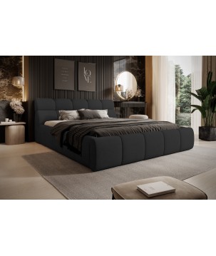 Łóżko GIULIA tapicerowane z pojemnikiem na pościel kolor Czarny WERSAL