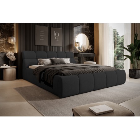Łóżko GIULIA tapicerowane z pojemnikiem na pościel kolor Czarny WERSAL