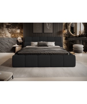 Łóżko GIULIA tapicerowane z pojemnikiem na pościel kolor Czarny WERSAL