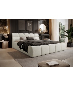 Łóżko GIULIA tapicerowane z pojemnikiem na pościel kolor Kremowy WERSAL