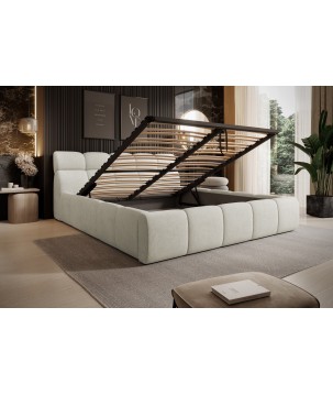 Łóżko GIULIA tapicerowane z pojemnikiem na pościel kolor Kremowy WERSAL