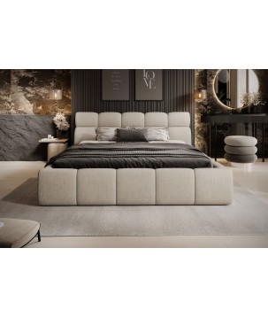 Łóżko GIULIA tapicerowane z pojemnikiem na pościel kolor Beżowy WERSAL