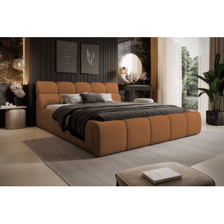Łóżko GIULIA tapicerowane z pojemnikiem na pościel kolor Pomarańczowy WERSAL