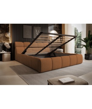 Łóżko GIULIA tapicerowane z pojemnikiem na pościel kolor Pomarańczowy WERSAL