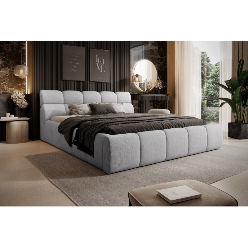 Łóżko GIULIA tapicerowane z pojemnikiem na pościel kolor Jasnoszary WERSAL