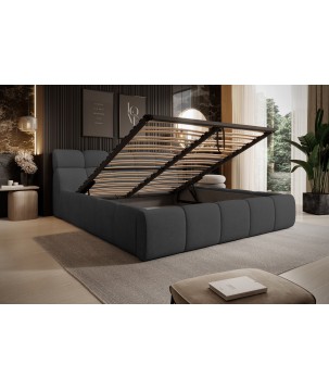 Łóżko GIULIA tapicerowane z pojemnikiem na pościel kolor Grafitowy WERSAL