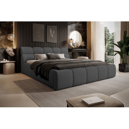 Łóżko GIULIA tapicerowane z pojemnikiem na pościel kolor Grafitowy WERSAL