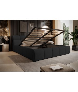 Łóżko GIULIA tapicerowane z pojemnikiem na pościel kolor Czarny WERSAL