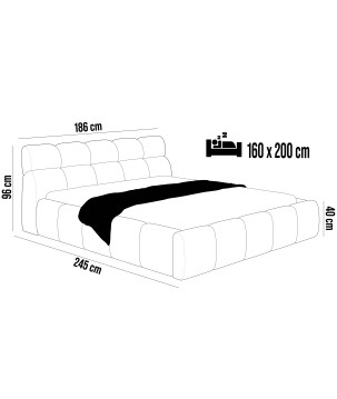 Łóżko GIULIA tapicerowane z pojemnikiem na pościel kolor Czarny WERSAL